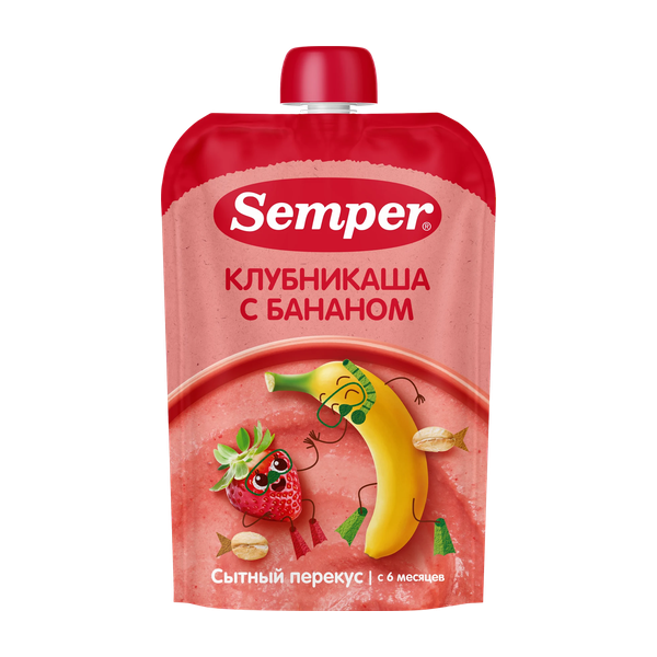 Бананово-клубничное пюре с кашей